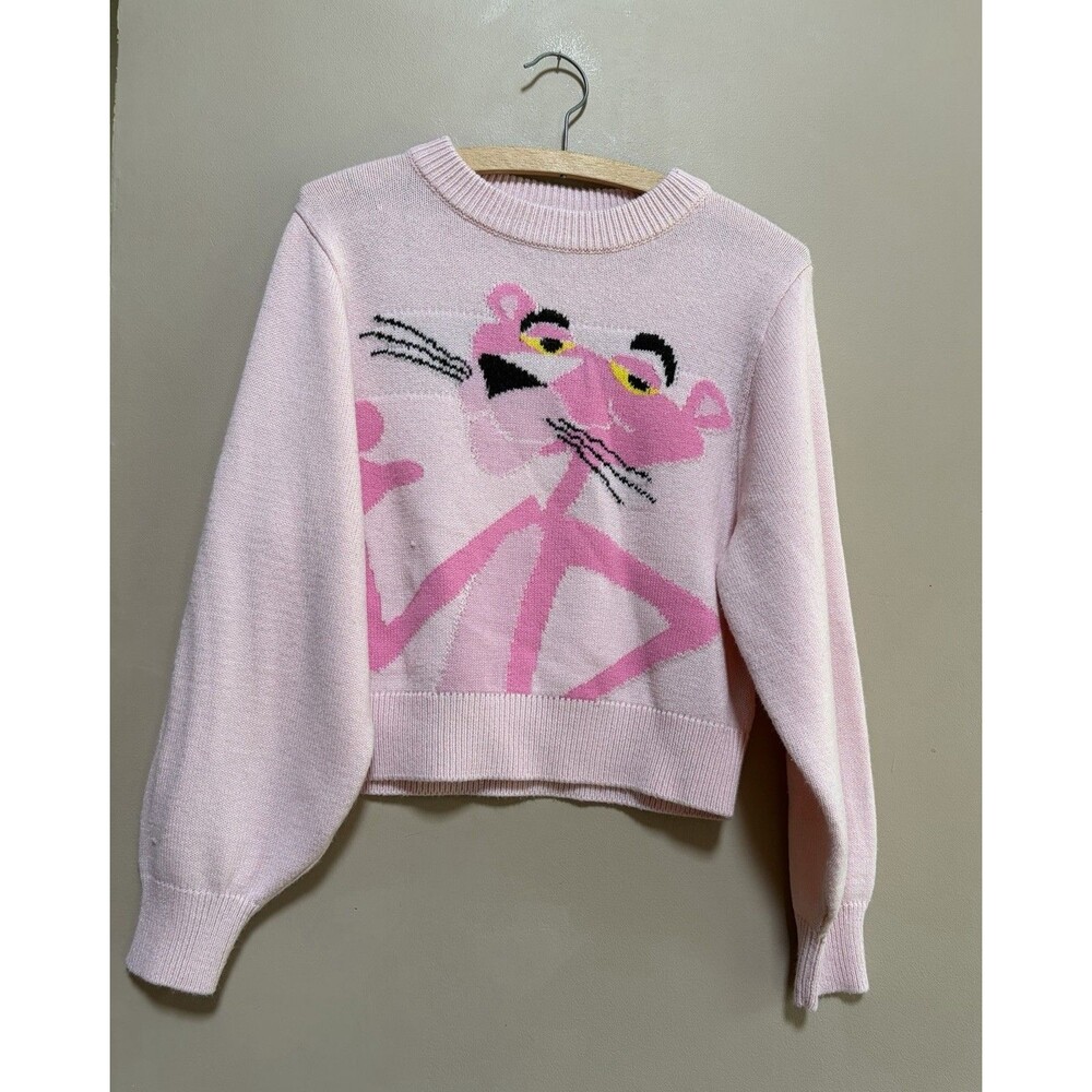 H&M Divided Pink Panther Sweater Women's Size Small Crewneck Classic 90s EUC